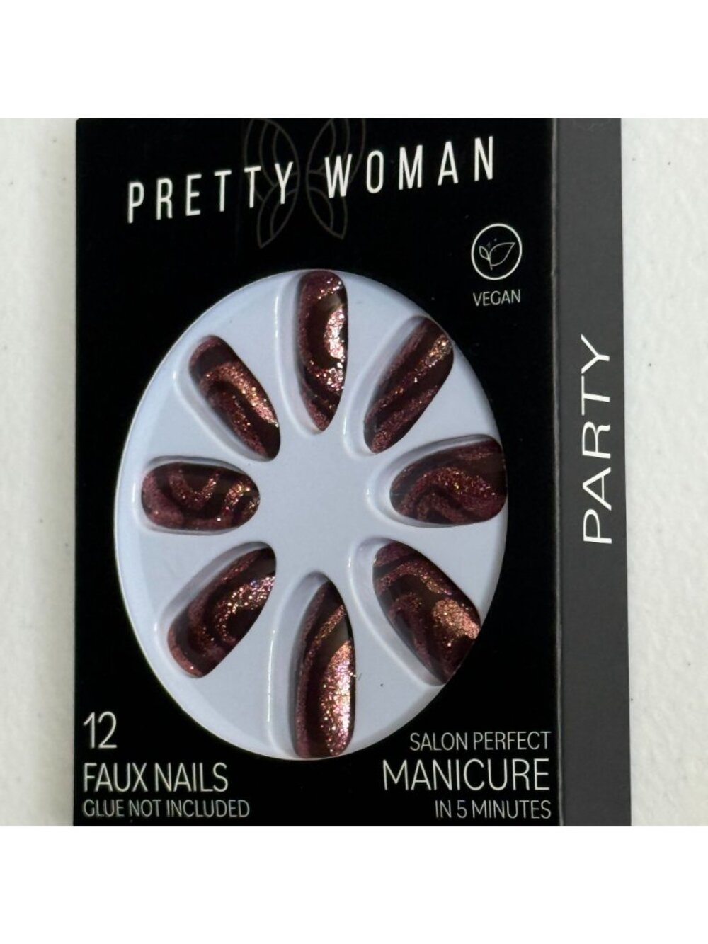 Pretty Woman Glitter Rose Faux Nails | 12-Piece Press On Manicure - Picture 4 of 4